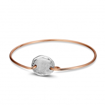 Silver-Roségold Organic casted Fingerprint Bangle