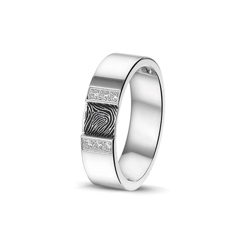 Polished Gem Fingerprint Ring (Steel)