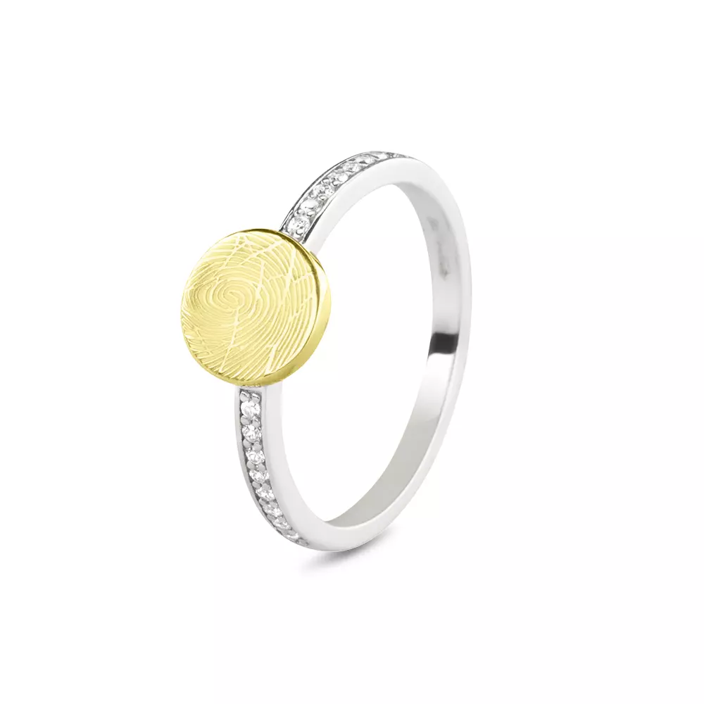 Gem Bicolour Disk Ring
