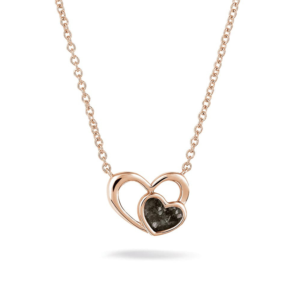Double Heart Rose Plated Necklace