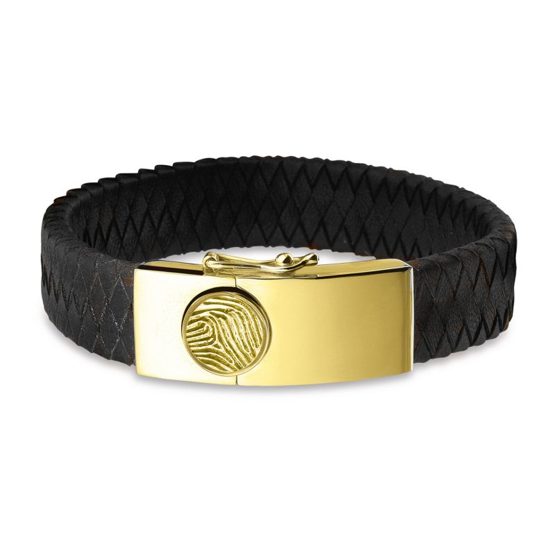 Large Clasp Leather Fingerprint Bracelet
