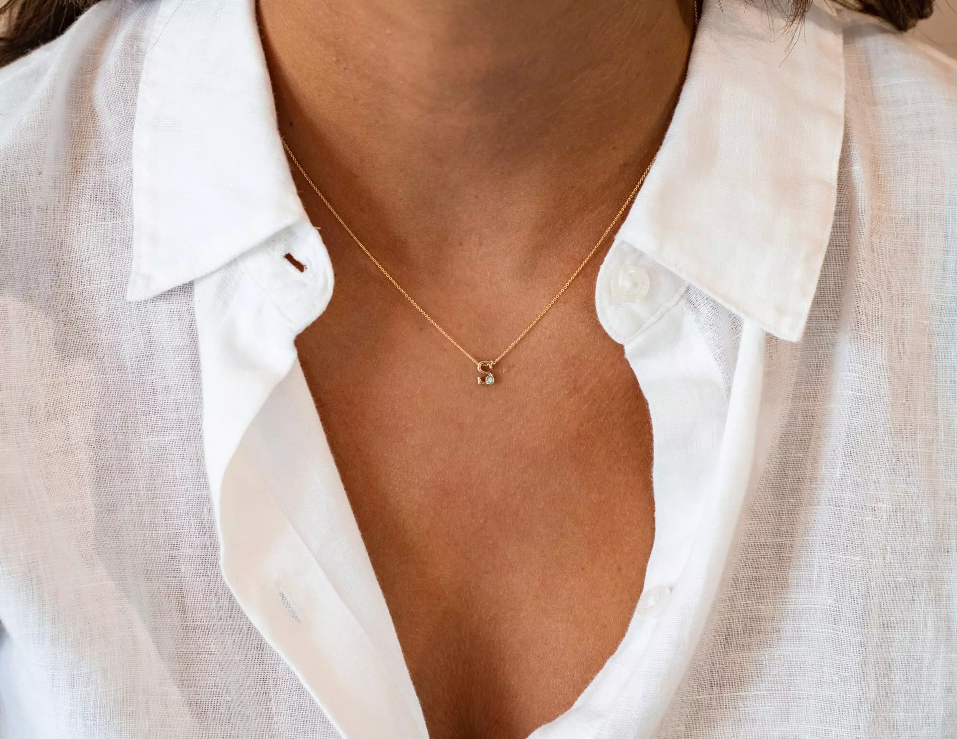 See You Intial Birthstone Necklace - Afbeelding 3