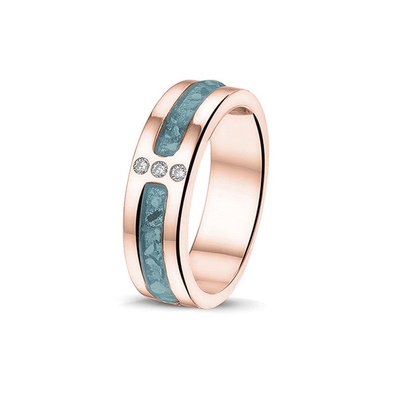 Double Groove 3 Gems Ring - Afbeelding 5