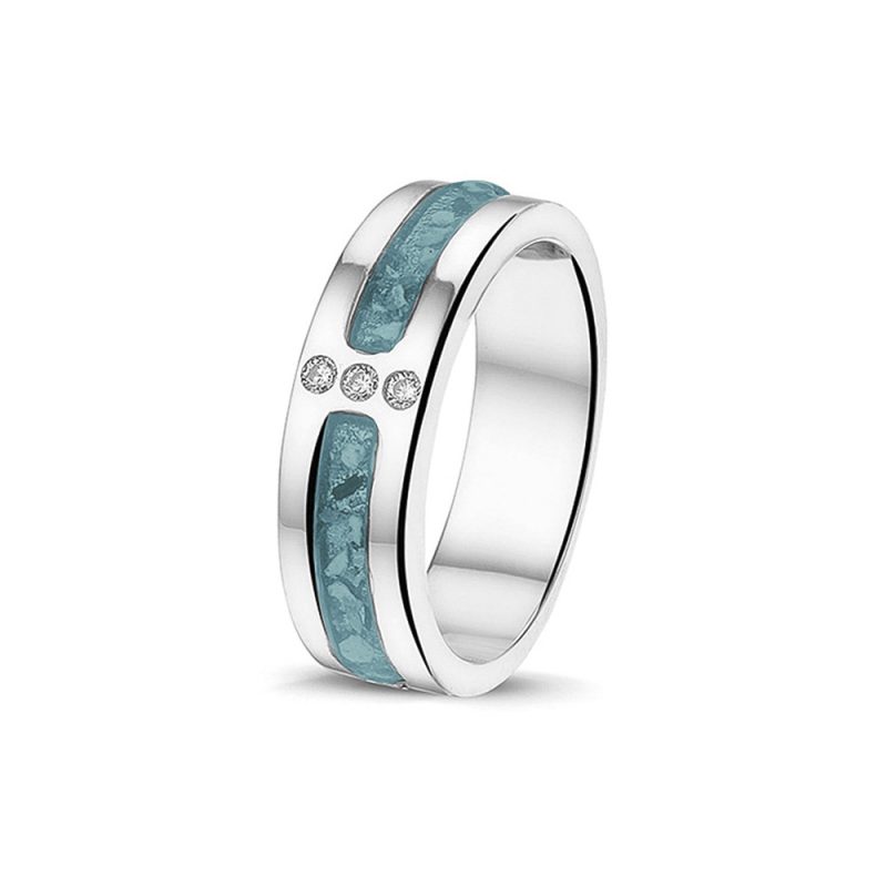 Double Groove 3 Gems Ring - Afbeelding 4