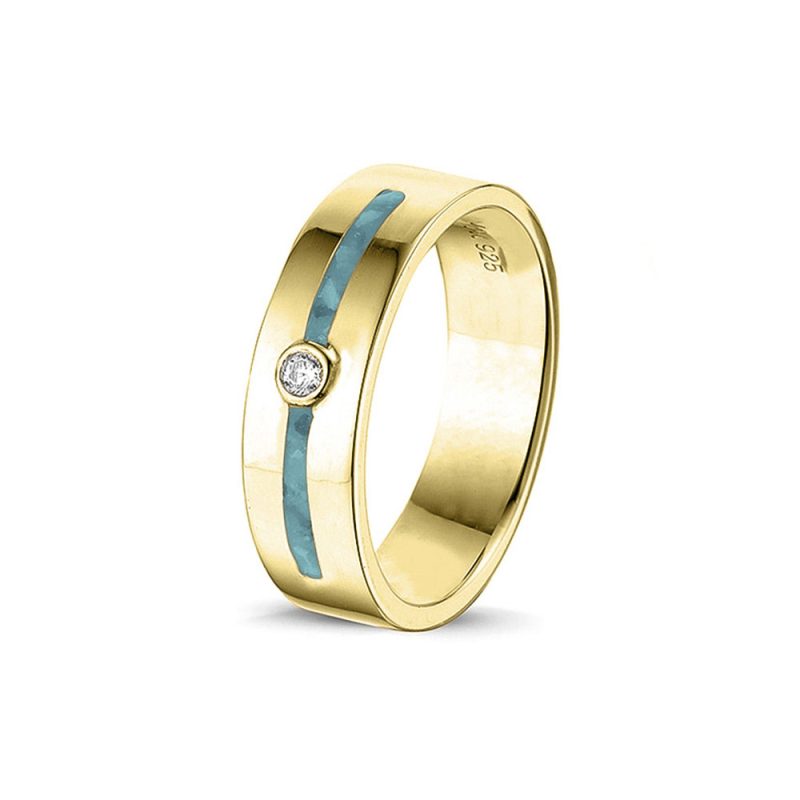 Double Groove Gem Ring