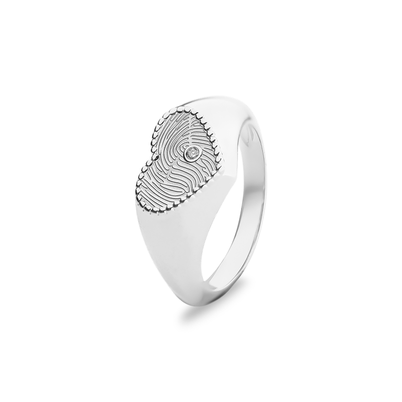 Heart Signet Ring Diamond - Afbeelding 2