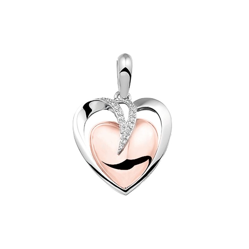 Double Heart Bicolour Pendant - Image 2