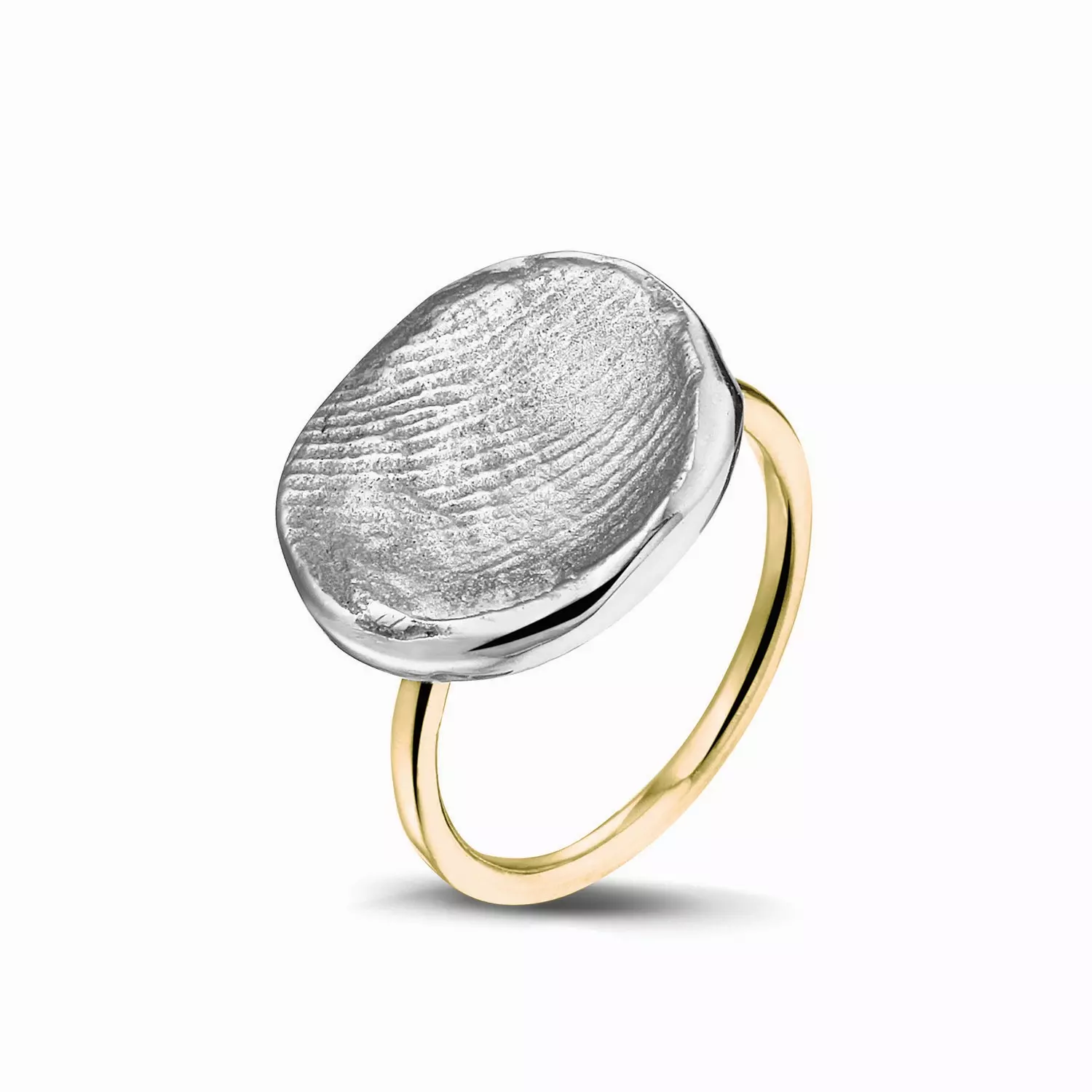 Organic Fingerprint Ring Silver/Yellow Gold