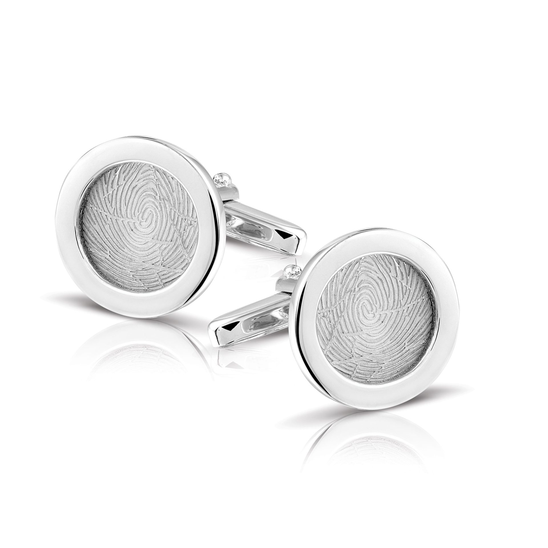 Round Cufflinks with two identical Fingerprints