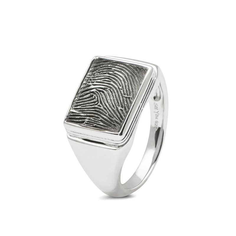 Rim Rectangular Fingerprint Ring - Image 2