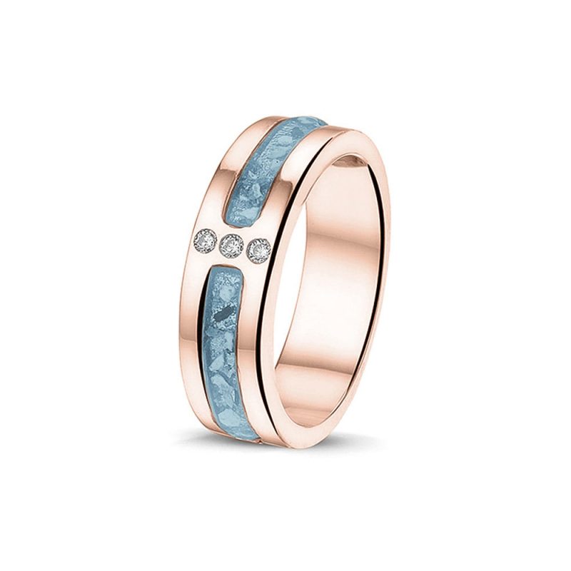 Double Groove 3 Gems Ring - Image 3