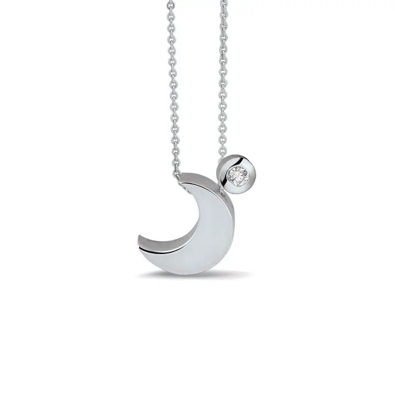Mini Moon Necklace with stone (703 + 707) - Image 3