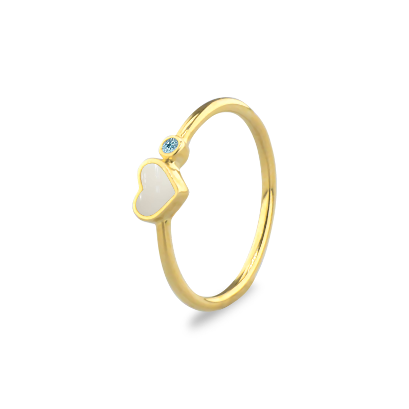 Single Band Heart Birthstone Ring